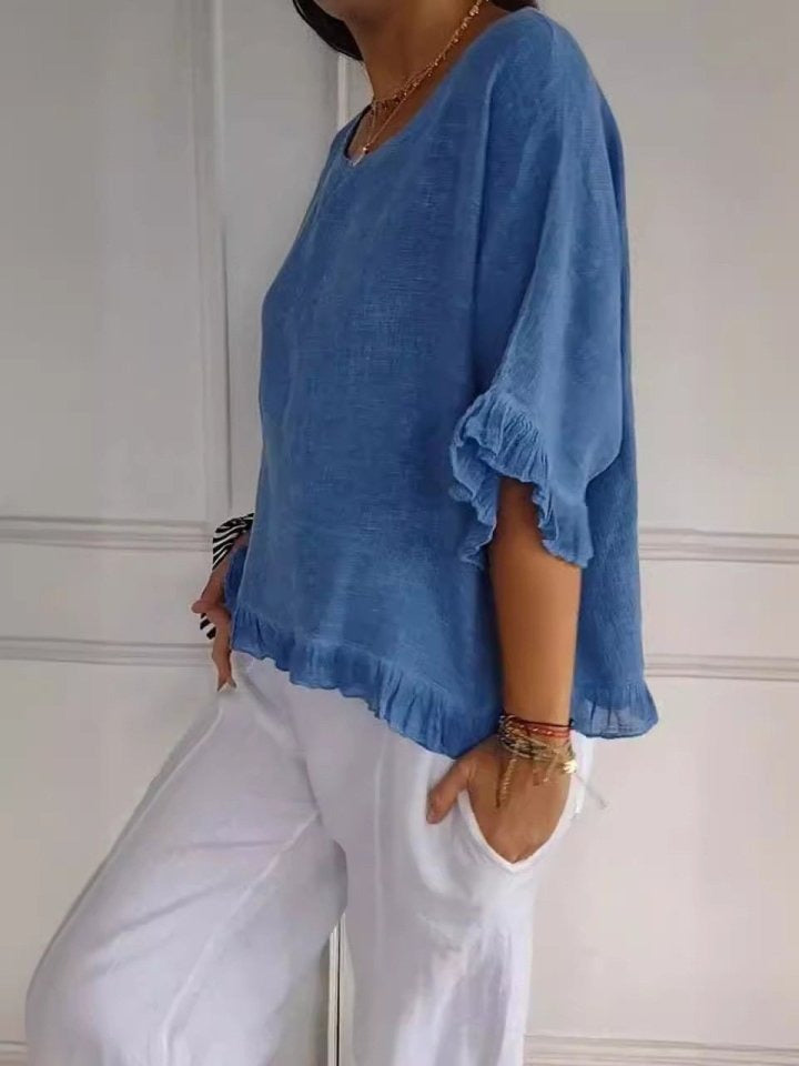 Hensley - Elegant V-Neck Blouse