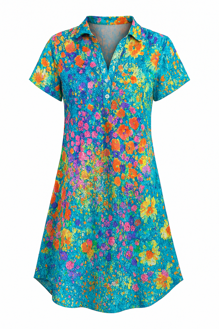 Rachel - Vintage Floral Boho V-Neck Dress