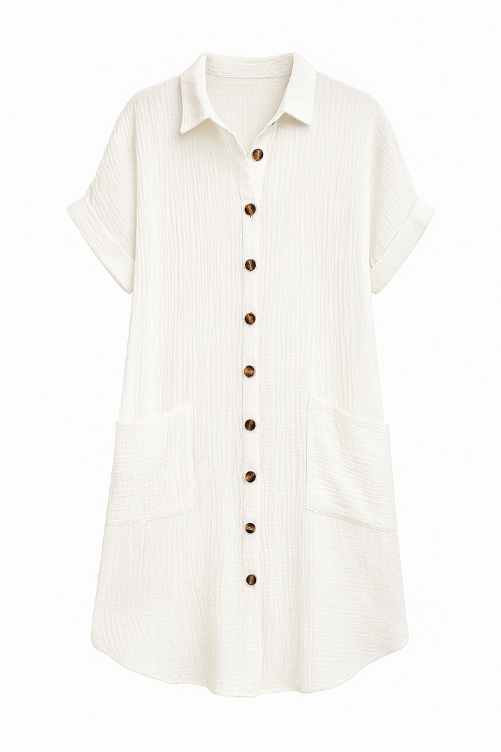 Hailey - Women’s Retro Cotton Linen Shirt Dress