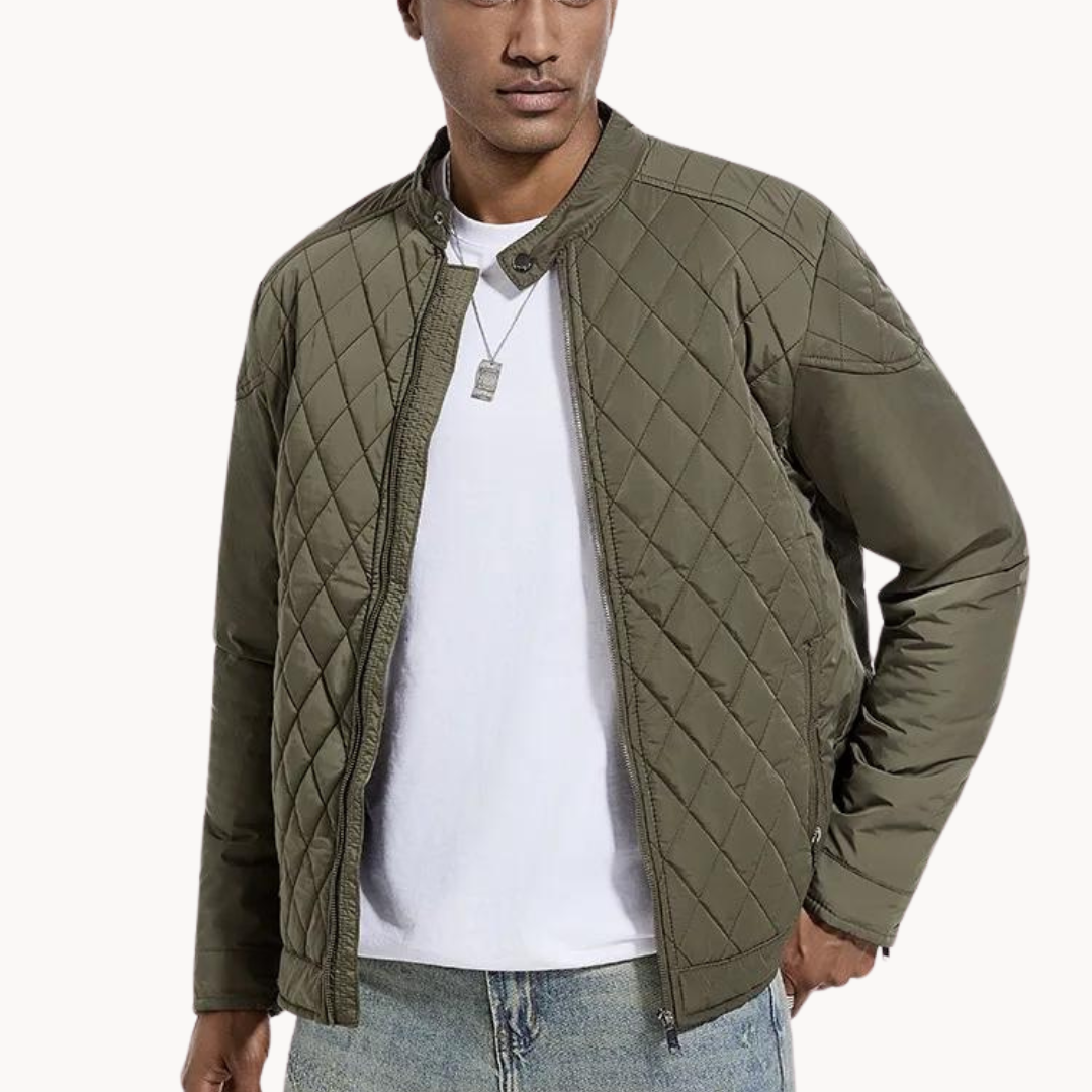 Men's Quilted Biker Jacket for Cold Weather Style